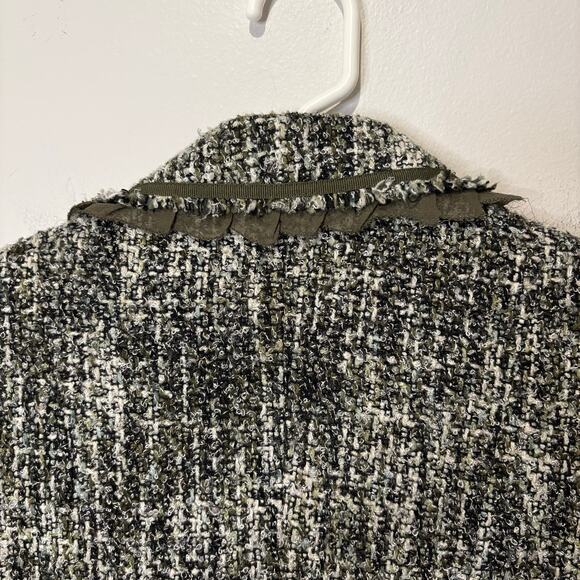 Allen Schwartz Women's Jacket Tweed Blazer Green Lined Collared Size 6 Suit Work - Picture 9 of 10